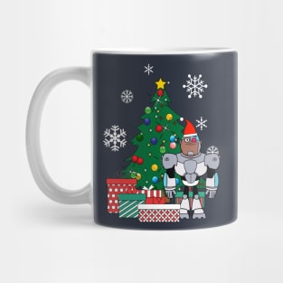 Teen Titans Cyborg Around The Christmas Tree Mug